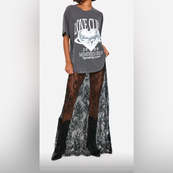 Boohoo Dresses & Skirts - Elegant Black Lace sheer Skirt with attached underwear